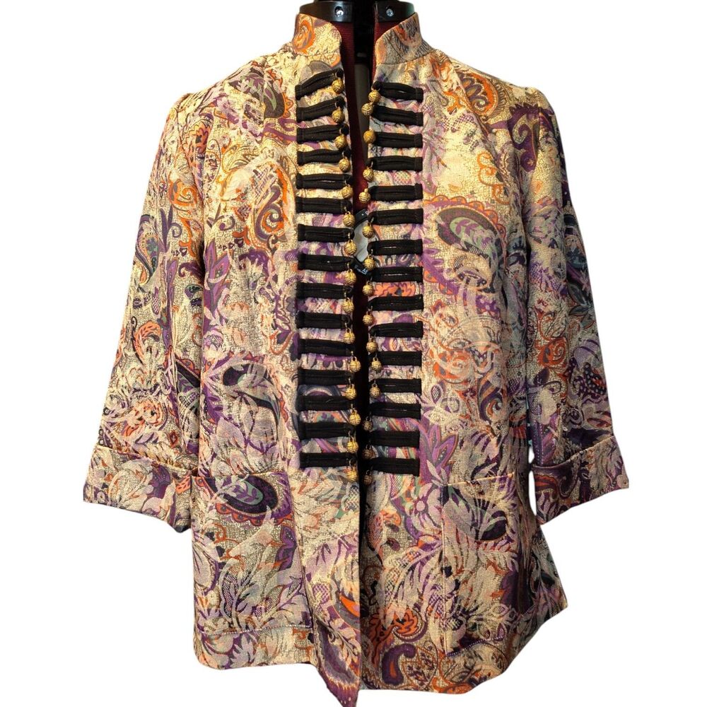 Joni B. Vintage Asian Inspired Purple Lightweight Lined Jacket Size M Women's..